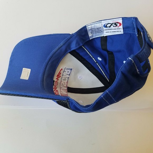 NASCAR Racing Blue Baseball Cap Hat Checkered Flag Sports Adjustable - Picture 3 of 5